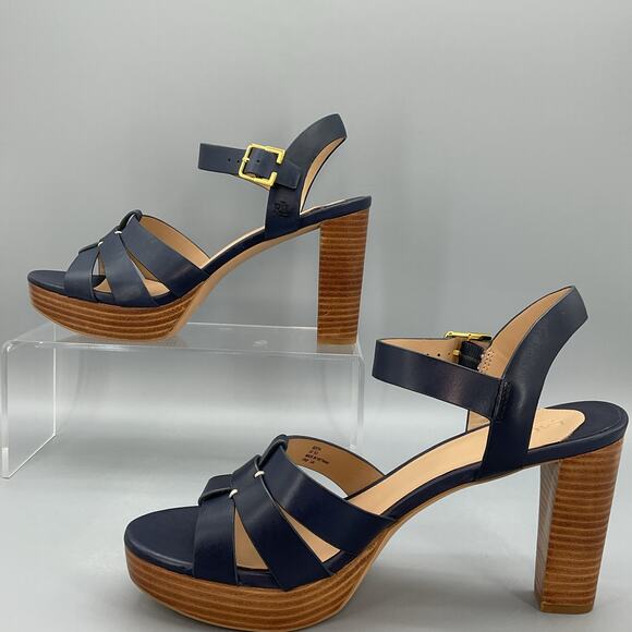 NEW Lauren Ralph Lauren Women’s Soffia Nappa Leather Sandals Navy Size 9.5B - Picture 2 of 10